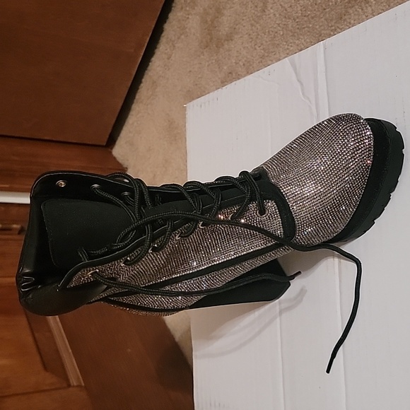 Rhinestone Chunky Heel Ankle Boots NWOT - Picture 5 of 5
